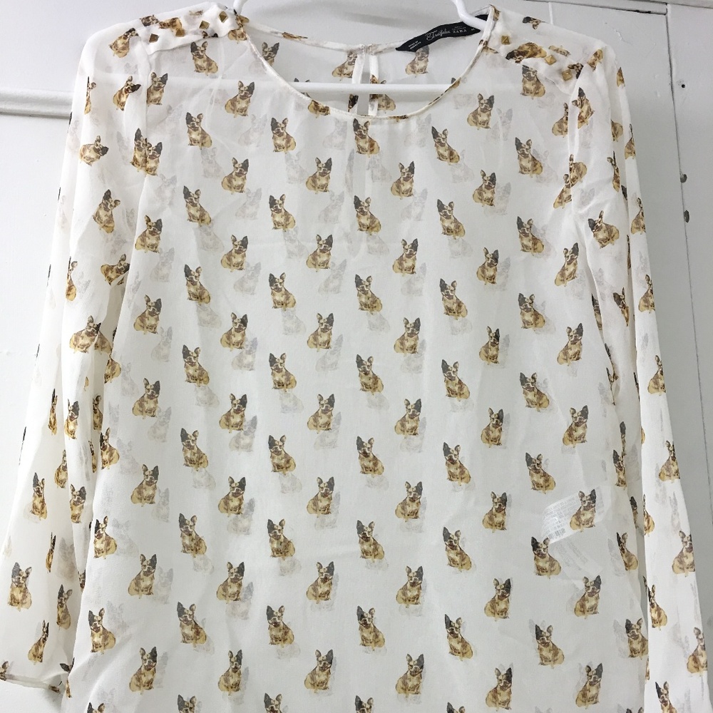 Printed Blouse with Gold Stud Detail